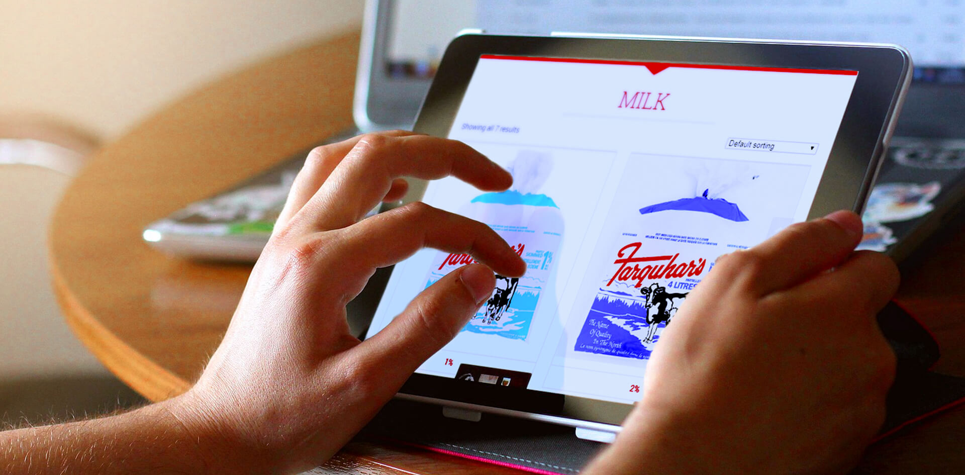 Farquhar’s Dairy website open on tablet