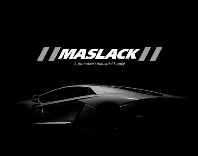 Maslack logo designed above professional car photograph