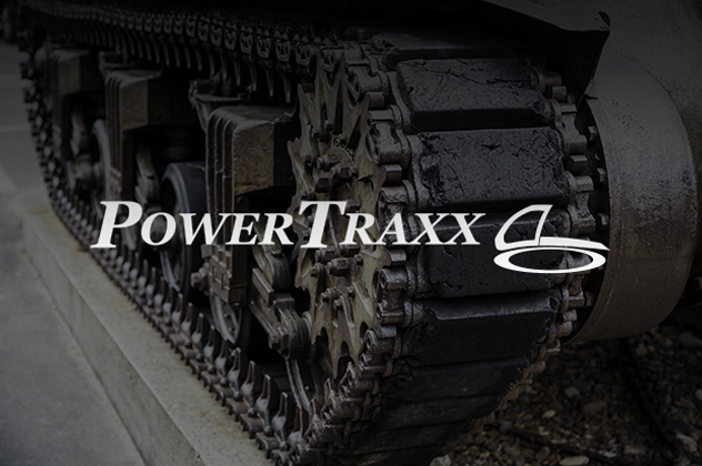 Powertraxx logo above off-road vehicle tracks