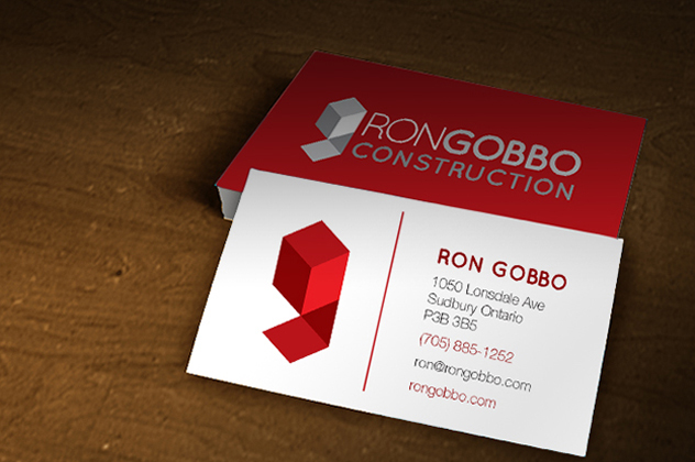 Professionally designed business cards for Ron Gobbo Construction