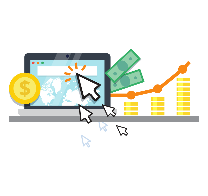 Graphic Design demonstrating digital reach and financial gain