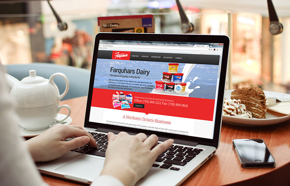 Farquhar's Dairy website open on laptop