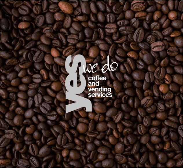 Design of Yes We Do Coffee Logo on top of coffee beans