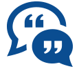 Professionally designed testimonials icon with two text bubbles